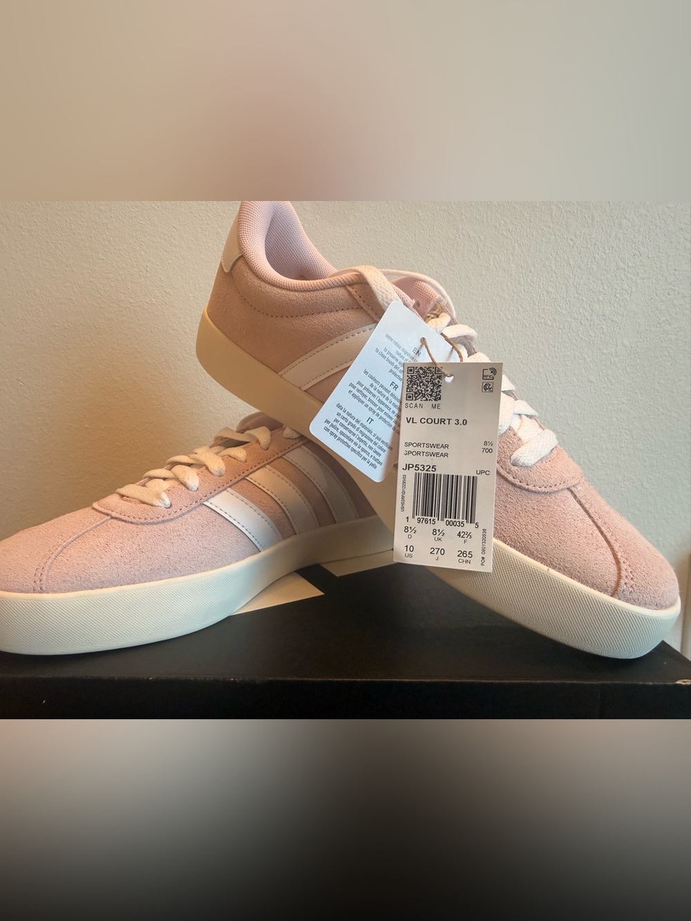 Adidas VL Court 3.0 Sneakers — Pale Pink Size 10 US